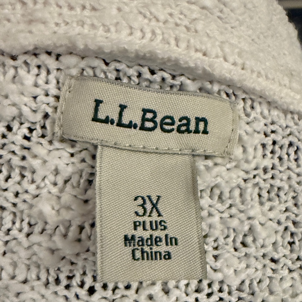 L.L. Bean cotton open front cardigan. White. Size 3x. Casual, cottagecore, beach - Picture 7 of 9